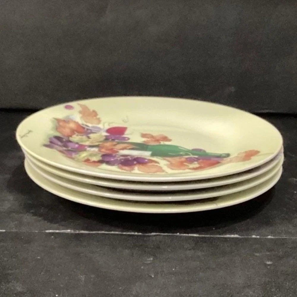 Royal Norfolk Fruit & Wine Theme Salad‎ Plates, Set of 4, Christine Coleman Art